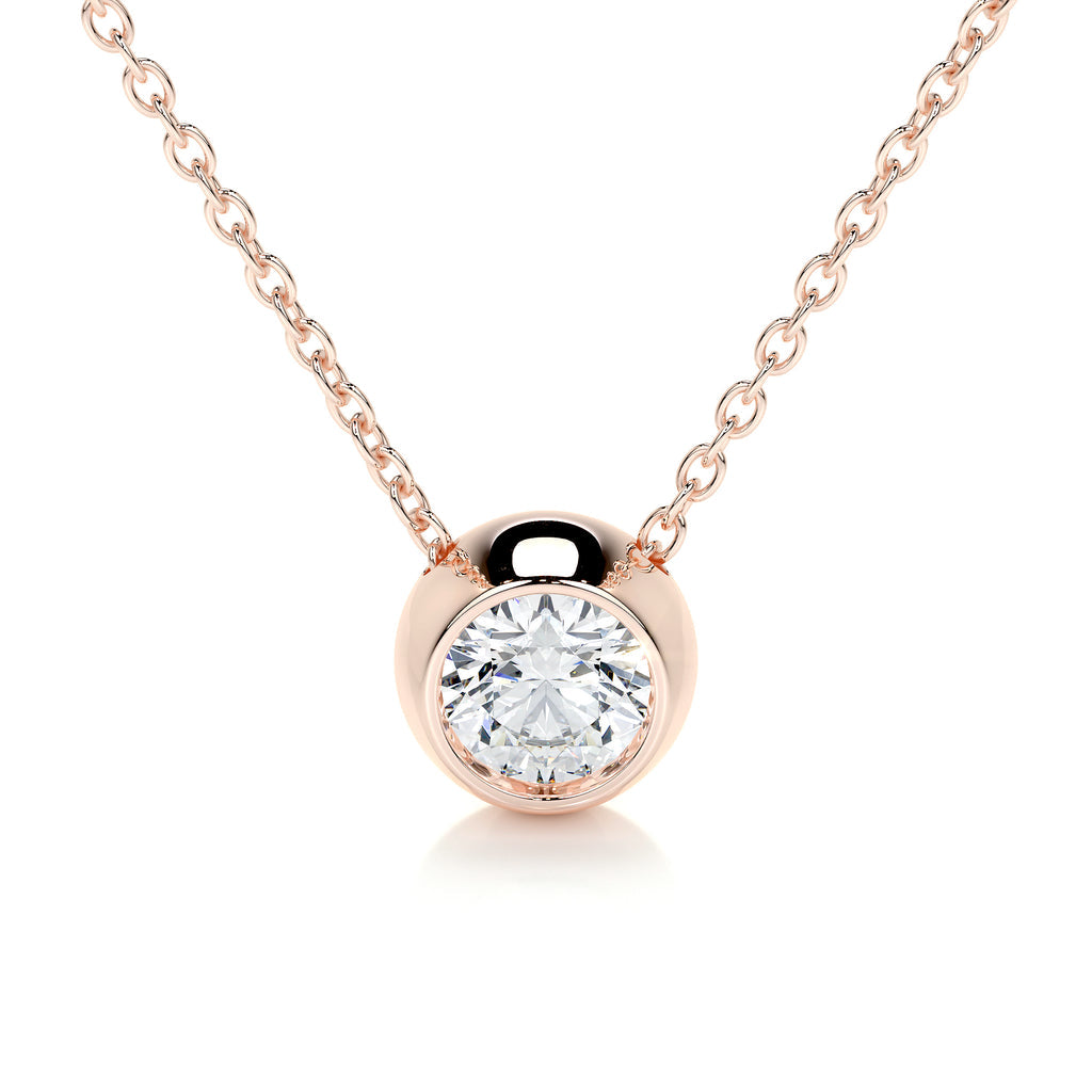 1.0 CT Round Bezel Solitaire CVD F/VS Diamond Necklace 11