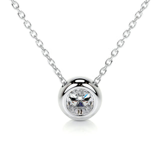 1.0 CT Round Bezel Solitaire CVD F/VS Diamond Necklace 1