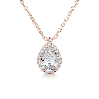 1.50 CT Pear Halo CVD F/VS Diamond Necklace 8