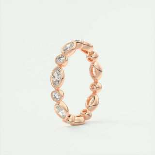 0.98 Marquise and Round Bezel Moissanite Bridal Wedding Band 14