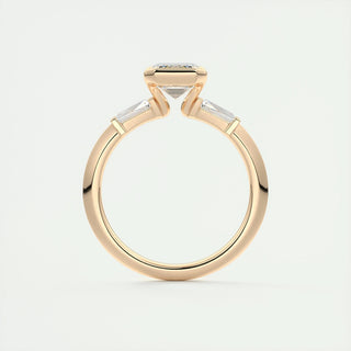 1.91 CT Emerald Half Bezel 3 Stone Moissanite Engagement Ring 21