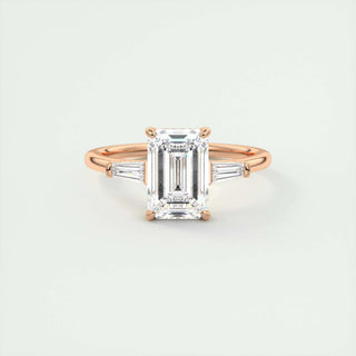 1.91 CT Emerald Cut Three Stone Moissanite Engagement Ring 16