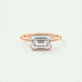 1.91 CT Emerald Half Bezel Solitaire Moissanite Engagement Ring 15