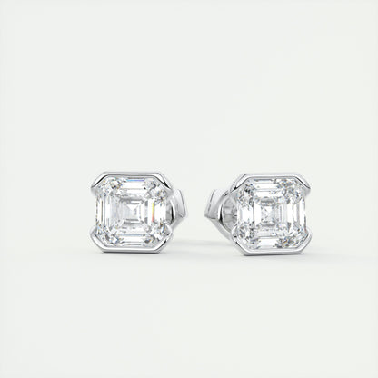 1.0 CT Asscher Solitaire CVD G/VS Diamond Earrings 1