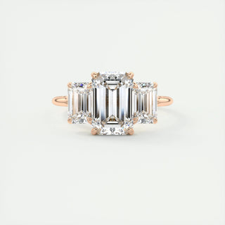 1.91 CT Emerald Cut Three Stone Moissanite Engagement Ring 15