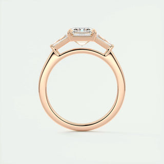 1.91 CT Emerald Cut Three Stone Moissanite Engagement Ring 22