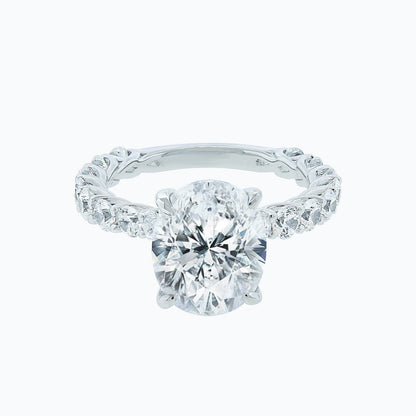 1.0 - 4.0 CT Oval Hidden Halo CVD F/VS2 Diamond Engagement Ring 1