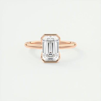 2 CT Emerald Bezel CVD F/VS1 Diamond Engagement Ring 17