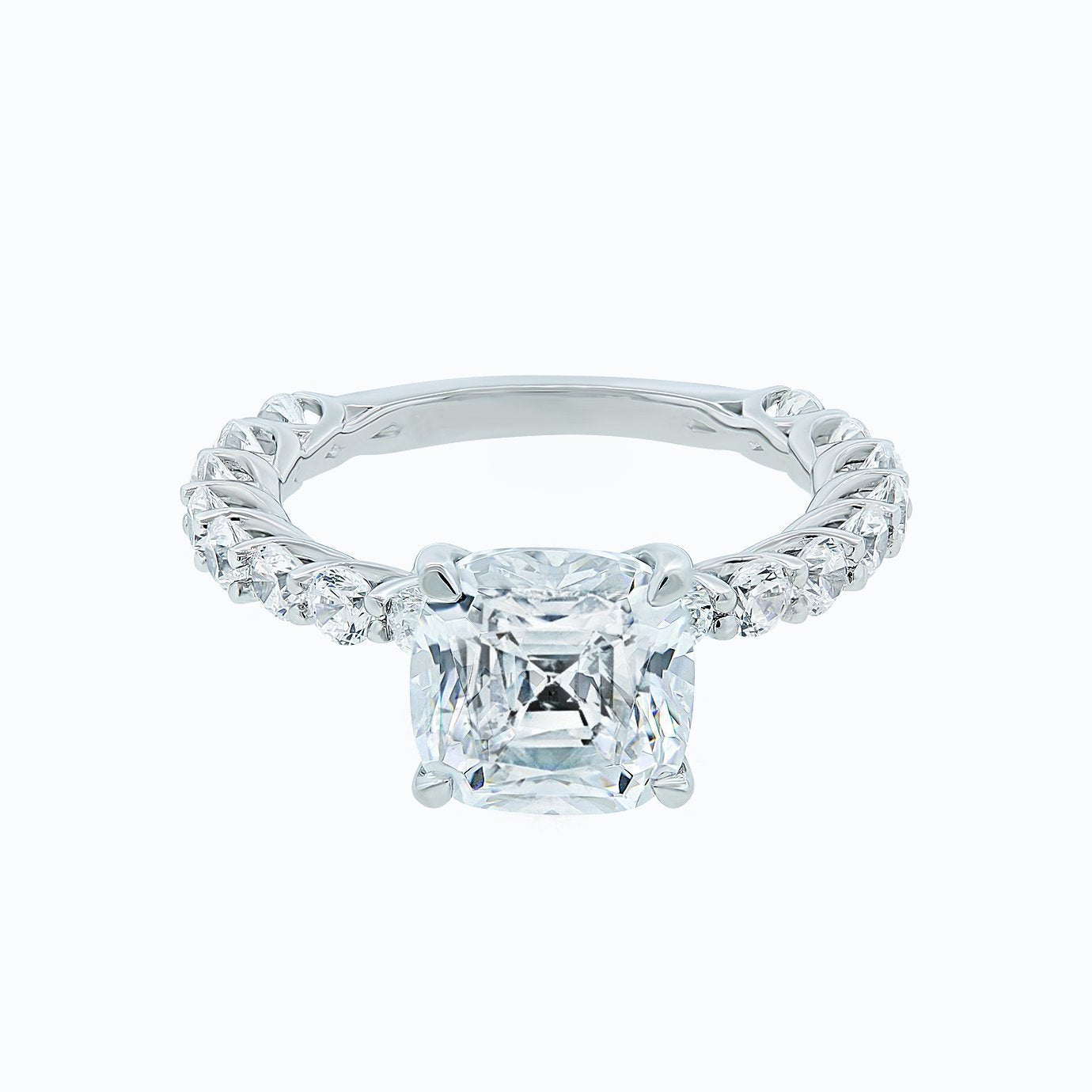 3.0 CT Cushion Hidden Halo CVD F/VS2 Diamond Engagement Ring 1