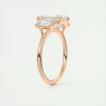 2 CT Emerald Three Stone CVD F/VS1 Diamond Engagement Ring 21