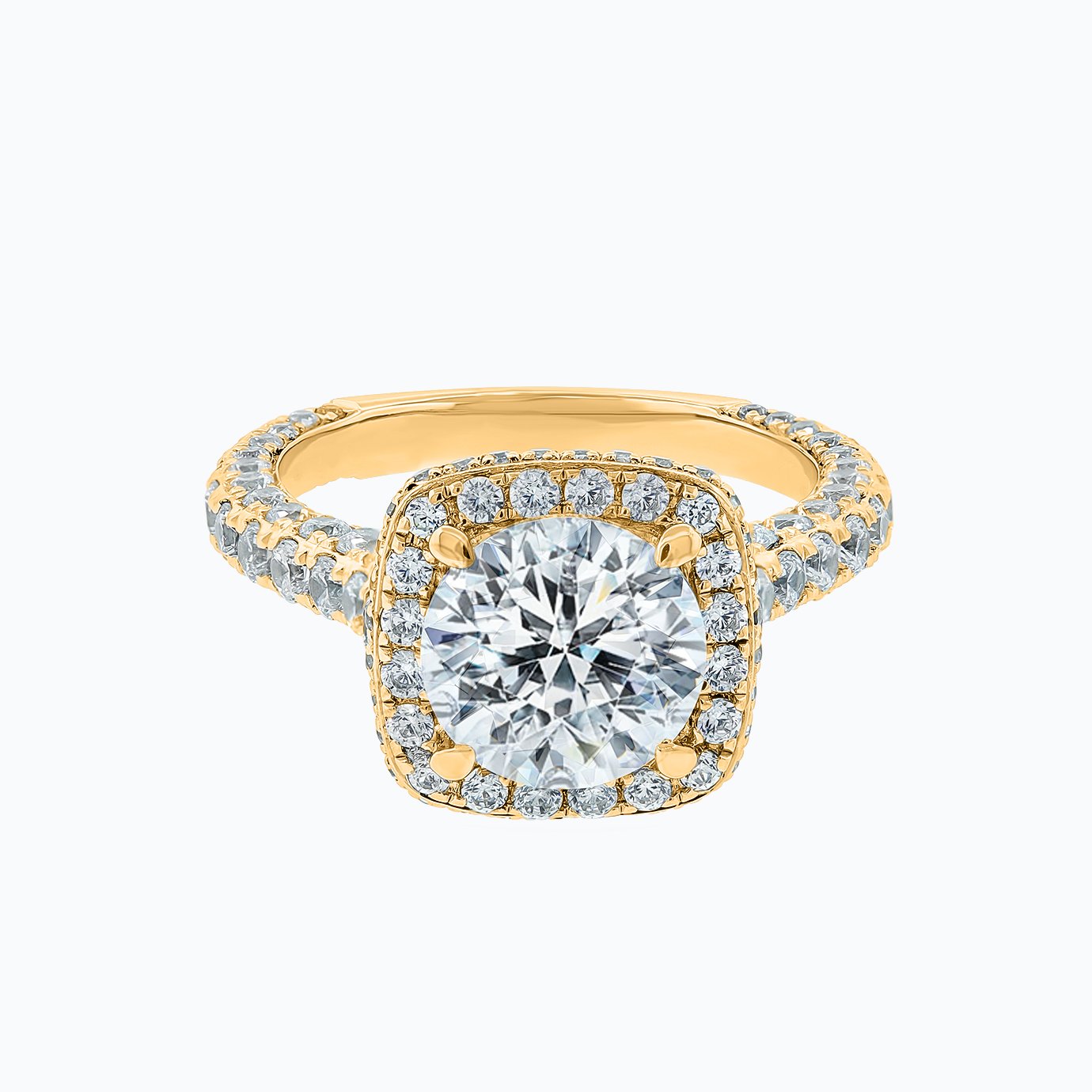 2.0 CT Round Halo CVD F/VS2 Diamond Engagement Ring 1