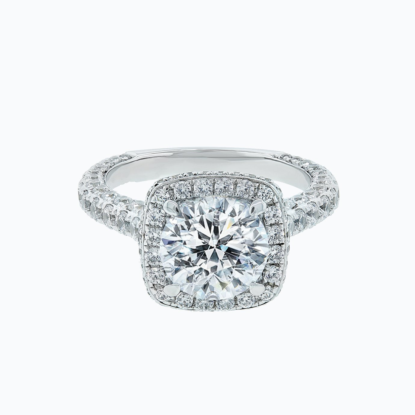 2.0 CT Round Halo CVD F/VS2 Diamond Engagement Ring 5