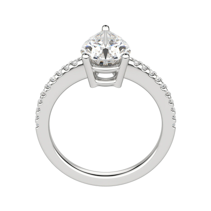 1.33 CT Pear Cut Solitaire Pave Moissanite Engagement Ring 5