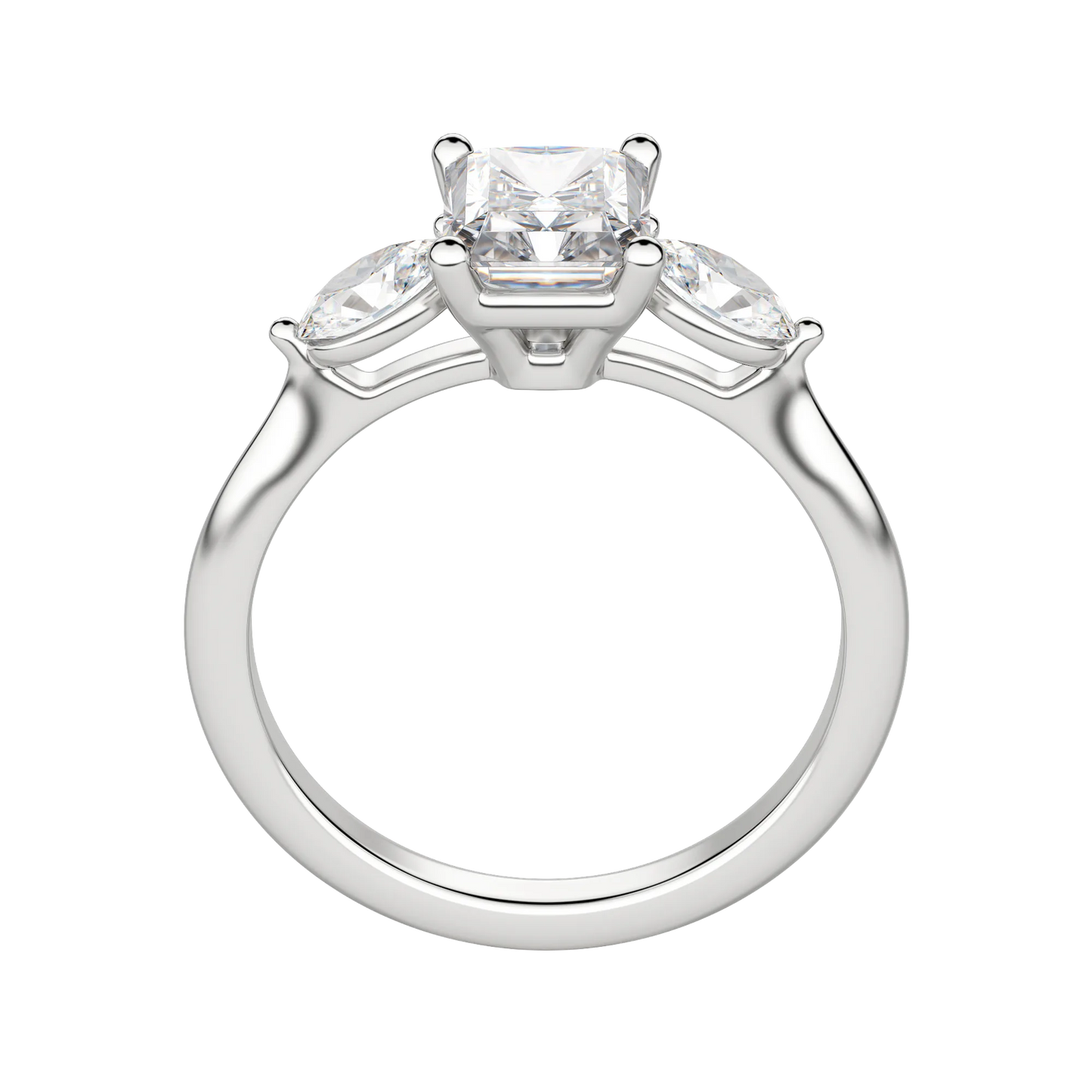 1.67 CT Radiant Cut 3 Stone Moissanite Engagement Ring 5