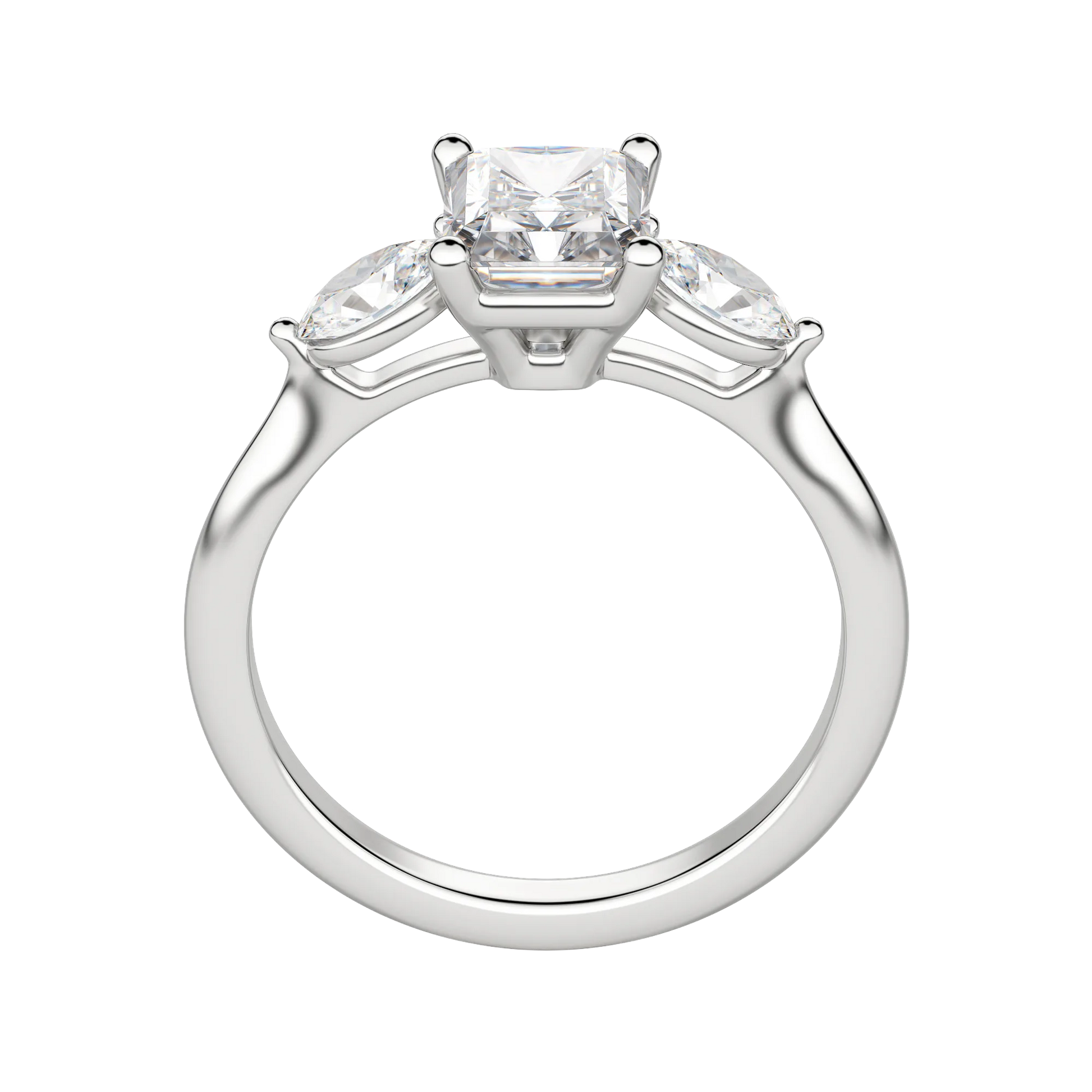 1.67 CT Radiant Cut 3 Stone Moissanite Engagement Ring 5