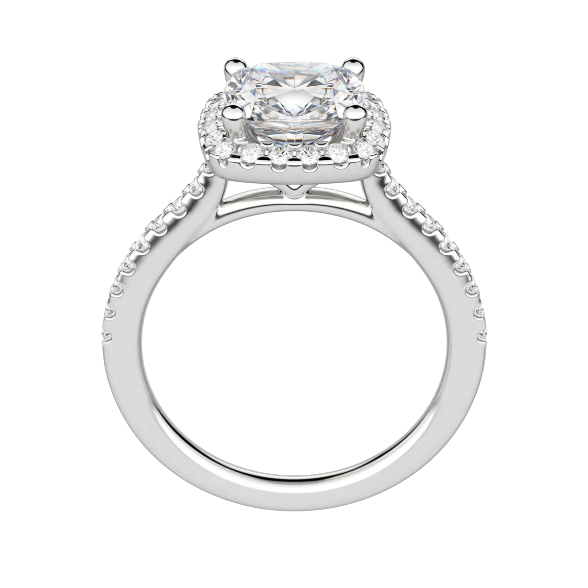 2.15 CT Cushion Cut Halo Moissanite Engagement Ring 5