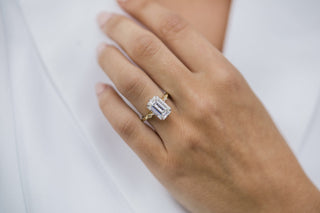 4.10 CT Emerald Cut Milgrain Pave Moissanite Engagement Ring 4