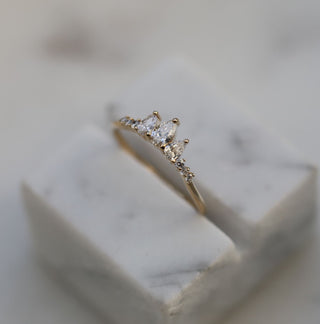 0.43 CT Pear & Round Multi Stones CVD EF/VS Diamond Wedding Band 1