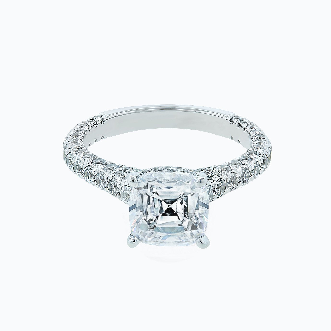 2.0 CT Cushion Hidden Halo CVD F/VS2 Diamond Engagement Ring 1