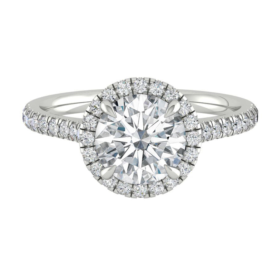 1.5 CT Round Cut Halo Pave Moissanite Engagement Ring 6