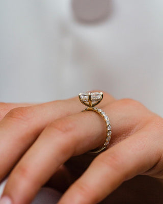 3.50 CT Oval Solitaire Hidden Halo & Pave Moissanite Engagement Ring 3