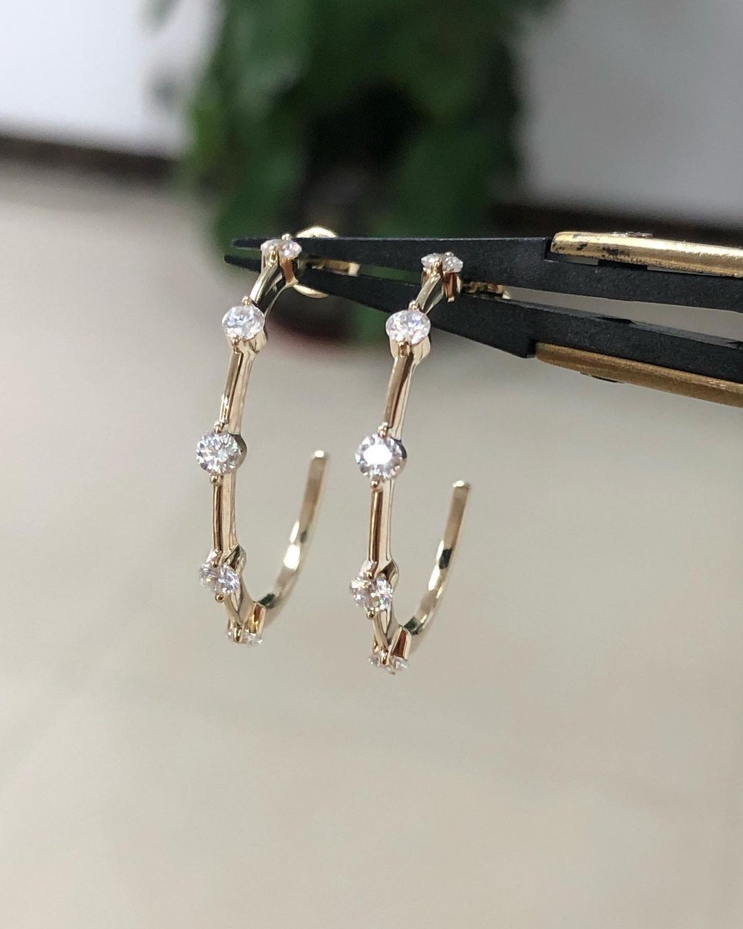 0.24 TCW Round Cut Moissanite Open Hoop Earrings 2