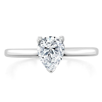 0.75 CT Pear Cut Solitaire Moissanite Engagement Ring 1