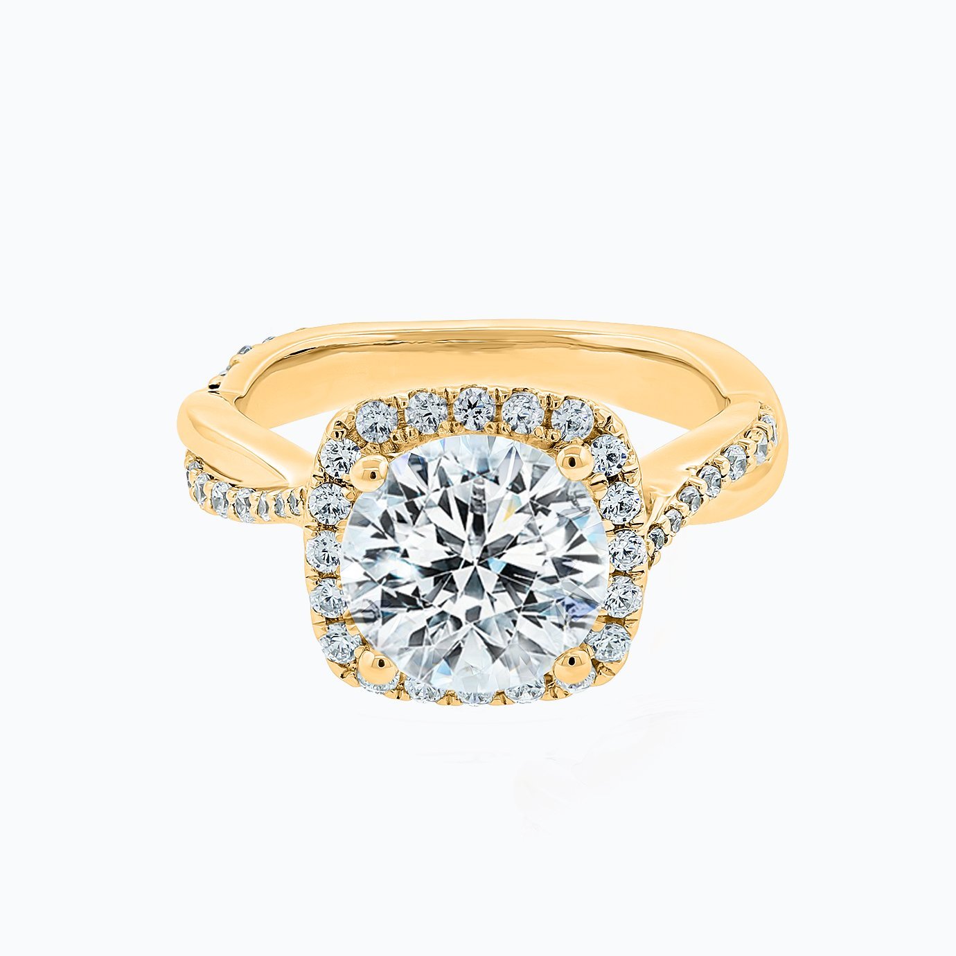 2.0 CT Round Halo & Twisted Pave CVD F/VS2 Diamond Engagement Ring 4