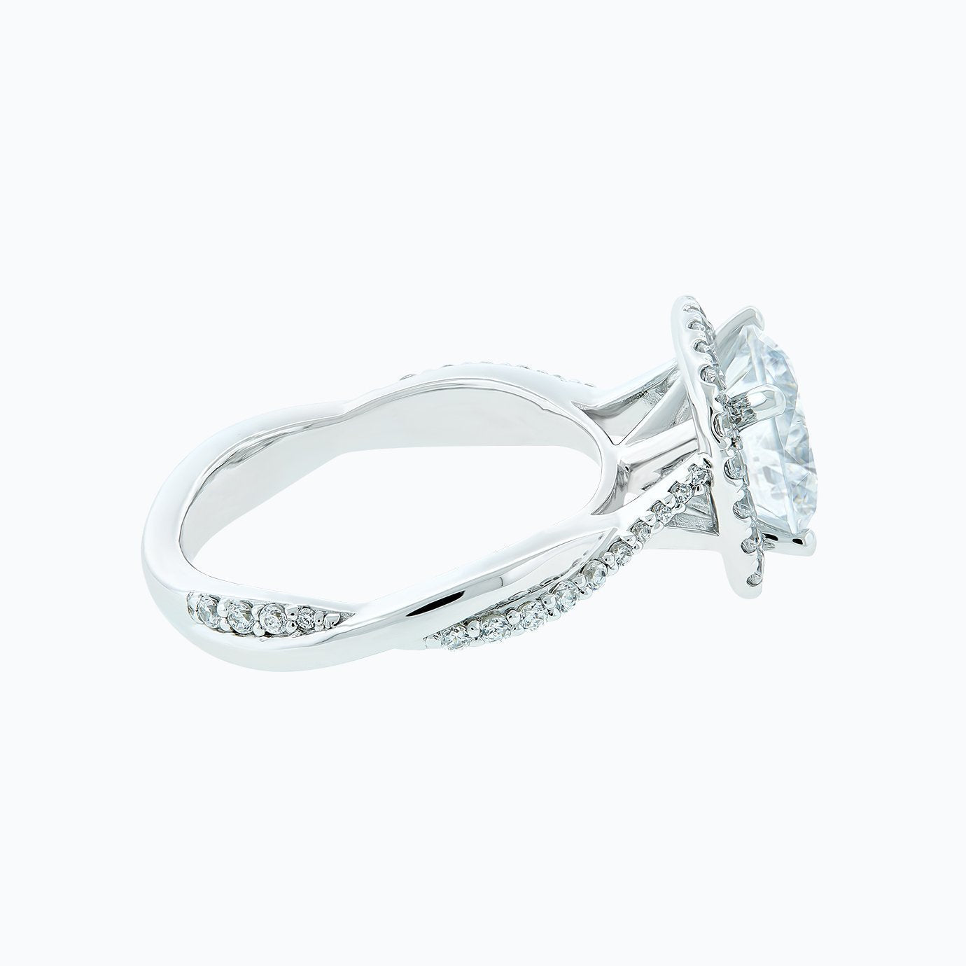 2.0 CT Round Halo & Twisted Pave CVD F/VS2 Diamond Engagement Ring 2