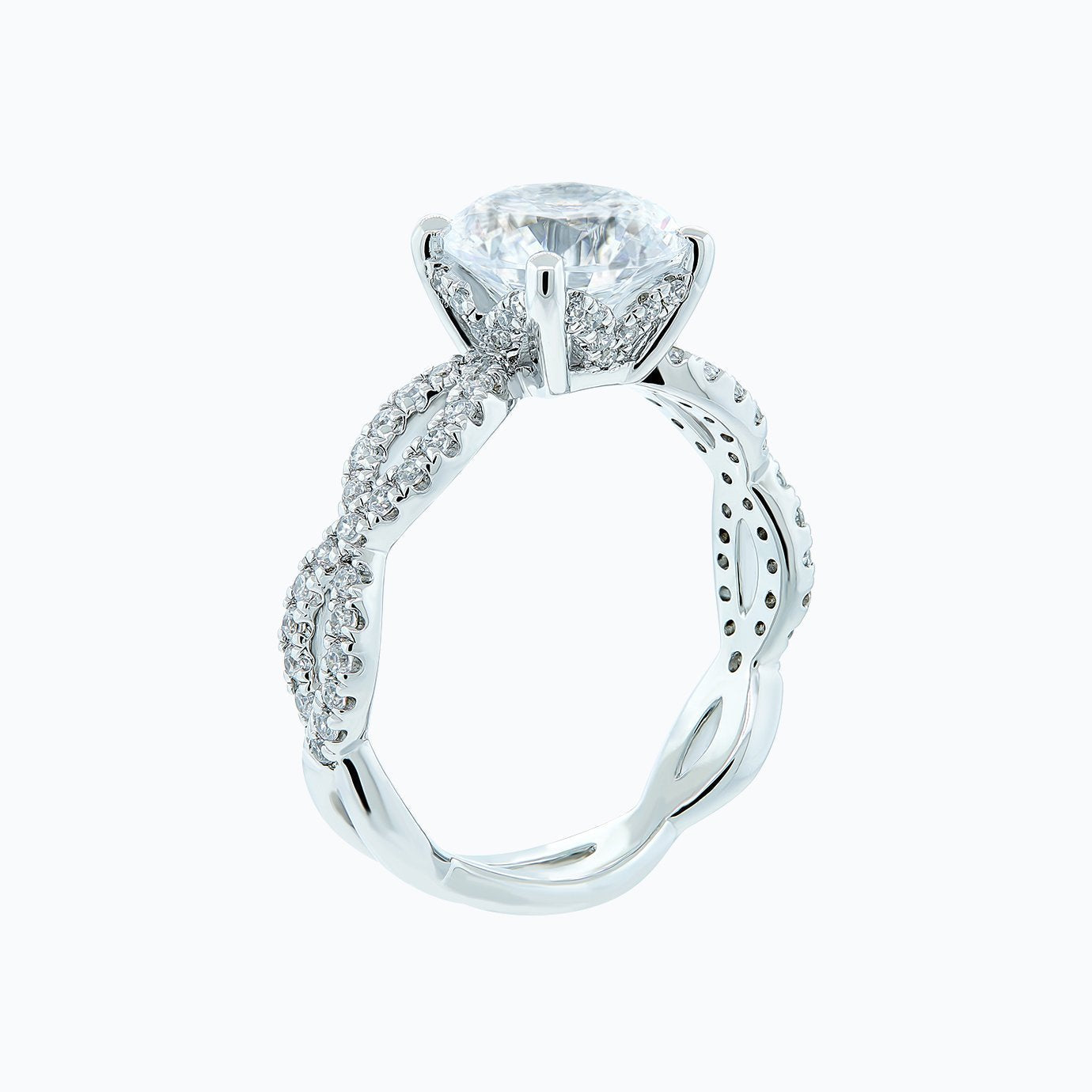 2.0 CT Round Criss - Cross Pave CVD F/VS2 Diamond Engagement Ring 3