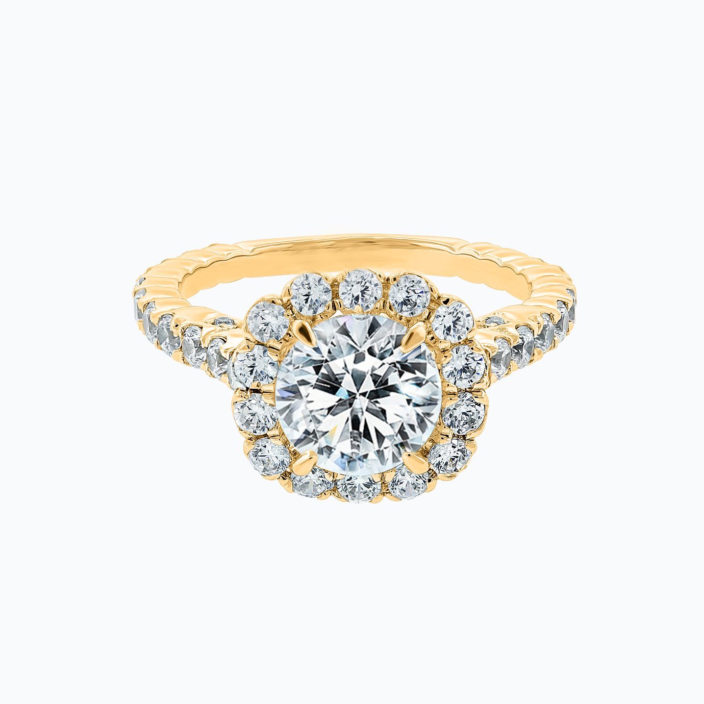 2.0 CT Round Halo CVD F/VS2 Diamond Engagement Ring 4