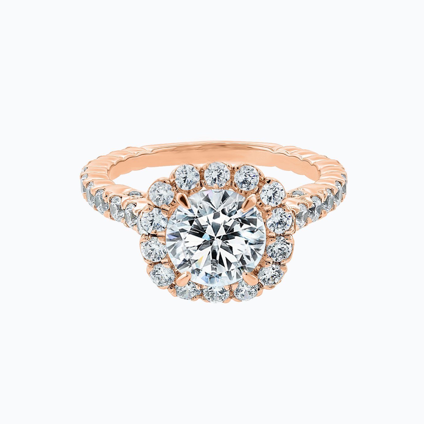 2.0 CT Round Halo CVD F/VS2 Diamond Engagement Ring 5