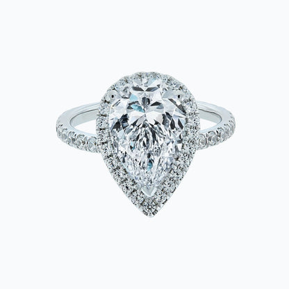 3.0 CT Pear Halo CVD F/VS2 Diamond Engagement Ring 1