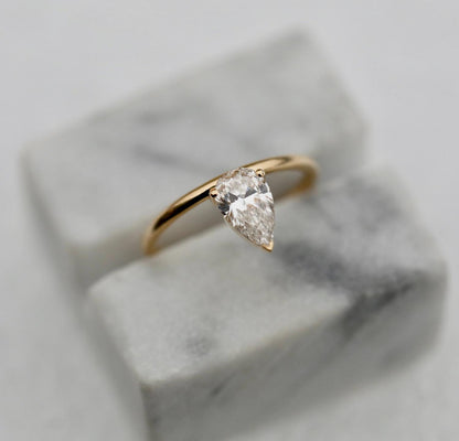0.93 CT Pear Solitaire CVD F/VVS1 Diamond Engagement Ring 7