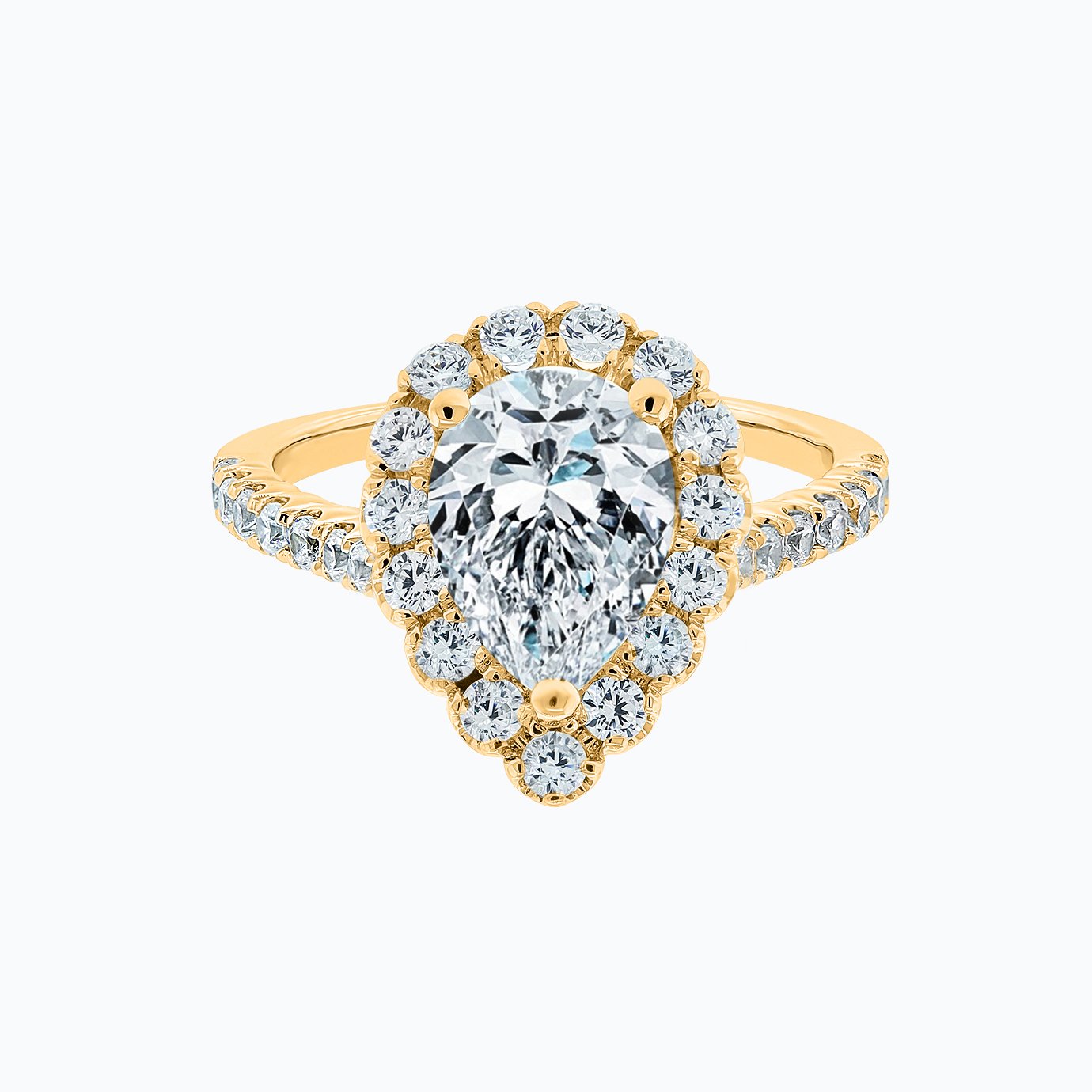 2.0 CT Pear Halo CVD F/VS2 Diamond Engagement Ring 5