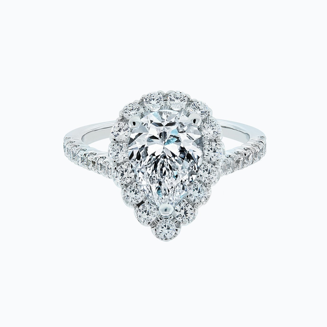 2.0 CT Pear Halo CVD F/VS2 Diamond Engagement Ring 1