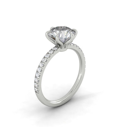 1.85 CT Round Cut Hidden Halo Pave Moissanite Engagement Ring 7