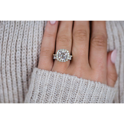 4.0 CT Cushion Halo & Pave Moissanite Engagement Ring 3