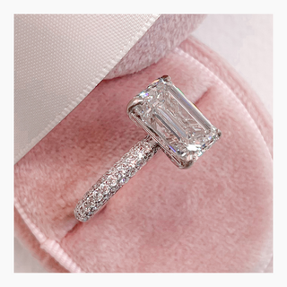 4.5 CT Emerald Cut Pave CVD G/VS Diamond Engagement Ring 6