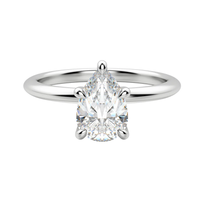 1.33 CT Pear Solitaire Moissanite Engagement Ring With Hidden Halo Setting 4