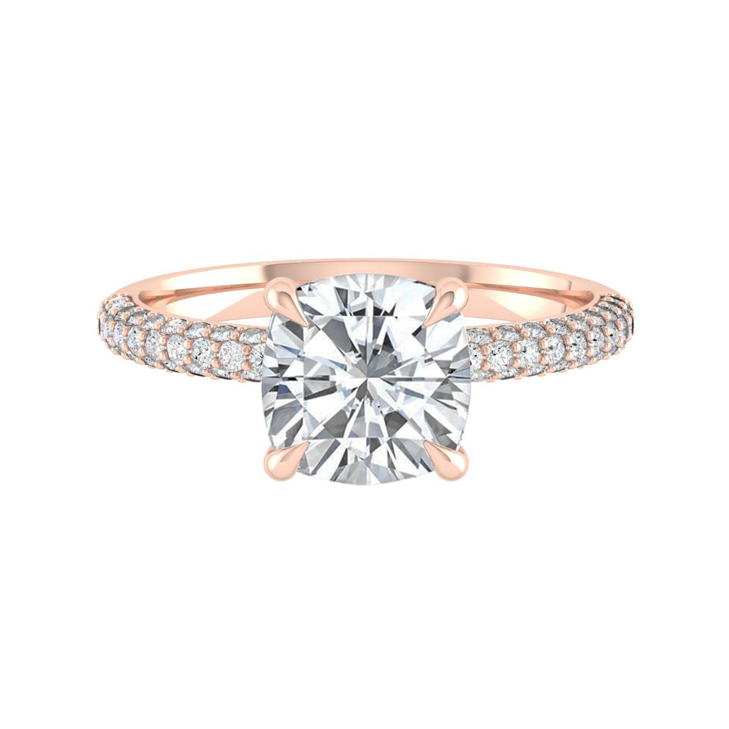 1.7 CT Cushion Hidden Halo Pave Moissanite Engagement Ring 9