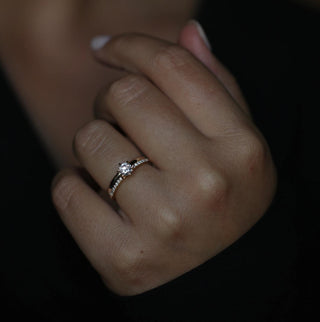 0.50 CT Round Cut Pave CVD E/VS1 Diamond Engagement Ring 4