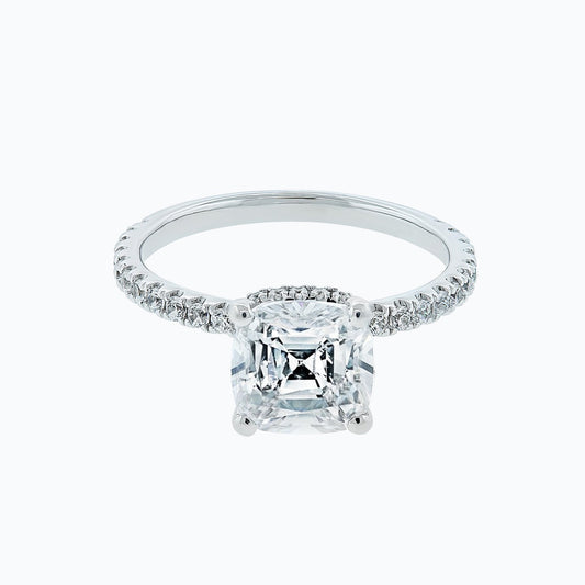 2.0 CT Cushion Hidden Halo CVD F/VS2 Diamond Engagement Ring 1