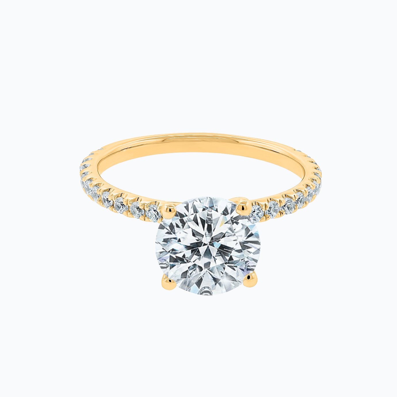 2.0 CT Round Solitaire & Pave CVD F/VS2 Diamond Engagement Ring 7