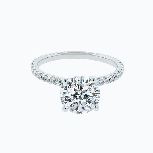 2.0 CT Round Solitaire & Pave CVD F/VS2 Diamond Engagement Ring 1