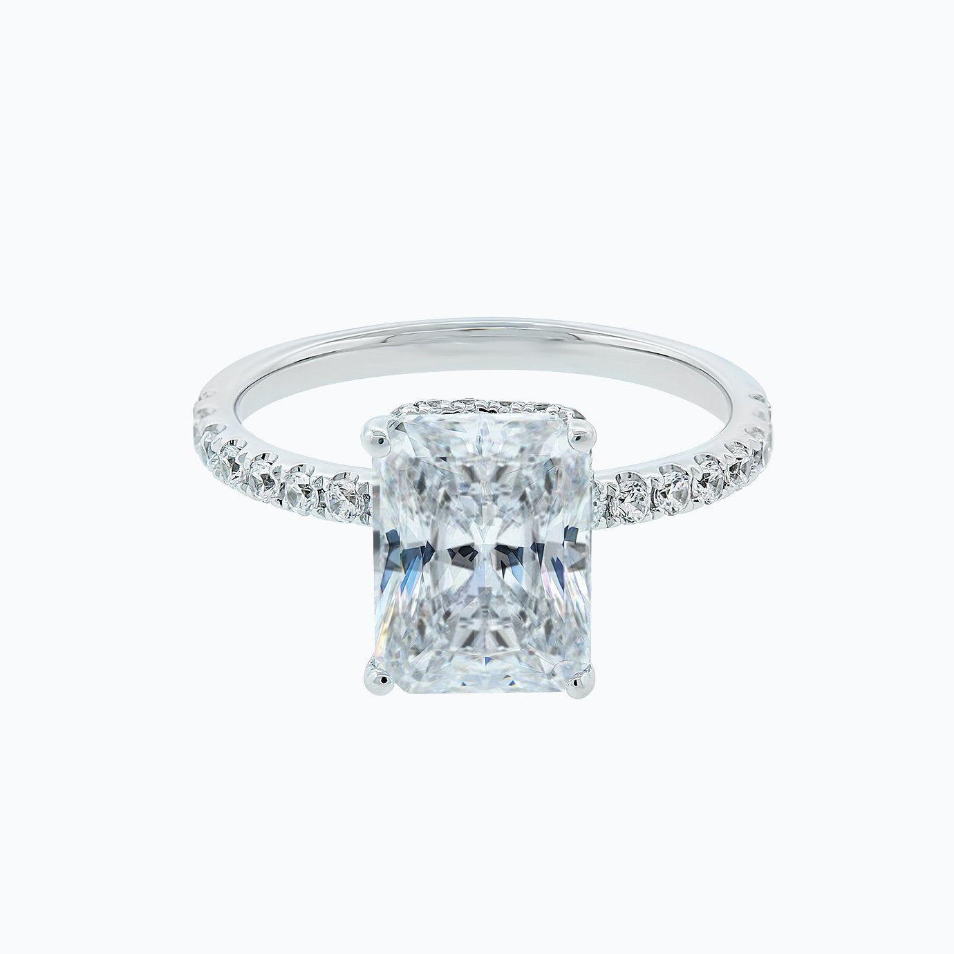 3.0 CT Radiant Hidden Halo CVD F/VS2 Diamond Engagement Ring 1