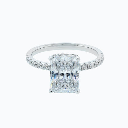 3.0 CT Radiant Hidden Halo CVD F/VS2 Diamond Engagement Ring 1