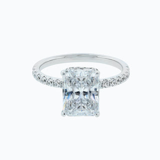 3.0 CT Radiant Shaped Moissanite Solitaire Pave Setting Engagement Ring 1
