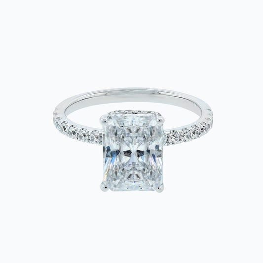 3.0 CT Radiant Shaped Moissanite Solitaire Pave Setting Engagement Ring 1