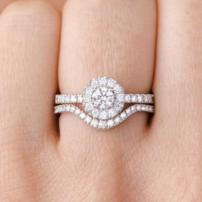 0.25 CT Round Shaped Moissanite Halo Engagement Ring 6